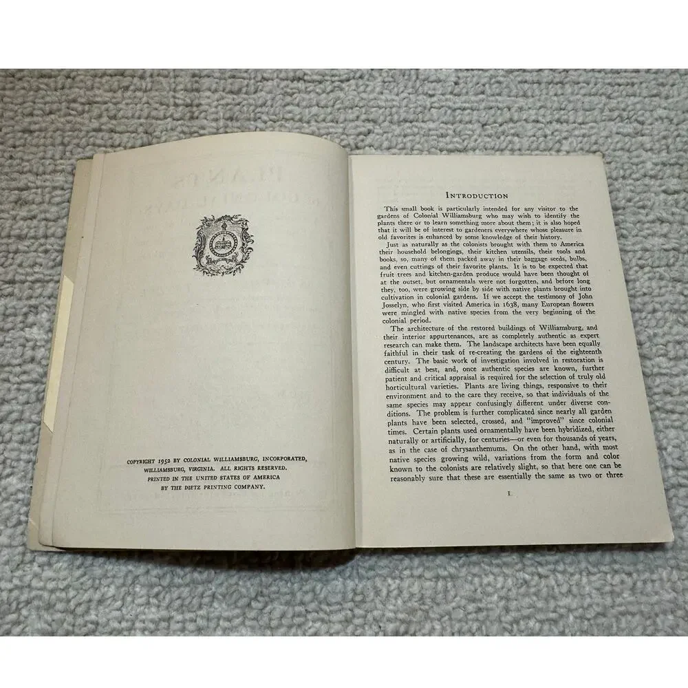 Plants of Colonial Days Raymond L Taylor 1952 1st Edition Dietz Printing HB VTG